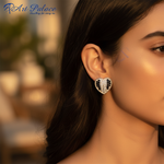 Load image into Gallery viewer, Silver Heart Stud Earrings with Black & White Gemstones