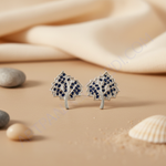 Load image into Gallery viewer, 925 Silver Blue Sapphire Tree Stud Earrings | For Women