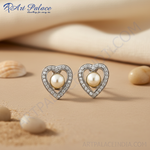 Load image into Gallery viewer, Pendientes de plata con forma de corazón y perla | Regalo de joyería para mujer
