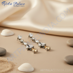 将图像加载到图库查看器中, 银色水滴形耳环,镶嵌黄水晶 | 女士珠宝