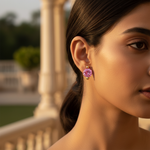 将图像加载到图库查看器中, Pink Gemstone Stud Earrings | gold plating Plated Jewelry for Women
