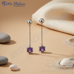 Load image into Gallery viewer, Pendientes de plata con piedras preciosas moradas | Joyería de moda para mujer