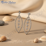 将图像加载到图库查看器中, 女士银色立方氧化锆吊坠耳环 | 派对首饰