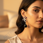 Load image into Gallery viewer, Silver Teardrop Onyx Earrings for Women | Gemstone Jewelry
