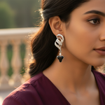 Load image into Gallery viewer, 925 Silver Onyx Drop Earrings for Women | Black Gemstone Jewelry