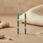 将图像加载到图库查看器中, 925 Silver Green Gemstone Drop Earrings for Women | Gift Jewelry