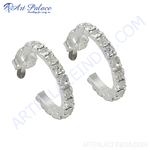 将图像加载到图库查看器中, 925 sterling silver hoop earrings encrusted with sparkling cubic zirconia stones