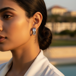 将图像加载到图库查看器中, Silver Baguette & Square Diamond Hoop Earrings | Women's Jewelry