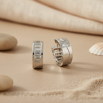 将图像加载到图库查看器中, Silver Baguette & Square Diamond Hoop Earrings | Women's Jewelry