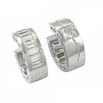 将图像加载到图库查看器中, Silver Baguette & Square Diamond Hoop Earrings | Women's Jewelry