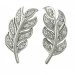 Load image into Gallery viewer, 925 Silver Leaf Stud Earrings | Diamond-Accented Jewelry for Women
