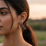 将图像加载到图库查看器中, 925 Silver Garnet Hoop Earrings for Women | Gemstone Jewelry