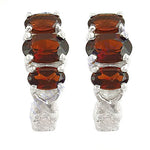 将图像加载到图库查看器中, 925 Silver Garnet Hoop Earrings for Women | Gemstone Jewelry