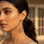 Load image into Gallery viewer, Silver Rhombus Drop Earrings with Pink Gemstones | Women's Jewelry