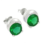 Load image into Gallery viewer, 925 Silver Green Emerald Stud Earrings | Women's Jewelry Gift