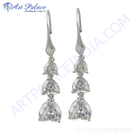 将图像加载到图库查看器中, 925 sterling silver dangle earrings with clear cubic zirconia stones.