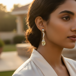 将图像加载到图库查看器中, 女士银色吊坠耳环,镶嵌绿色宝石 | 日常佩戴