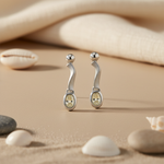 将图像加载到图库查看器中, Silver Dangle Earrings with Green Stone for Women | Daily Wear
