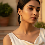 Load image into Gallery viewer, Gold Rectangle Hoop Earrings | Crystal-Accented Women's Jewelry