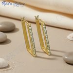 Load image into Gallery viewer, Gold Rectangle Hoop Earrings | Crystal-Accented Women's Jewelry