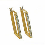将图像加载到图库查看器中, gold plating Rectangle Hoop Earrings | Crystal-Accented Women's Jewelry