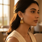 将图像加载到图库查看器中, 925纯银黄水晶水滴耳环(女士款)| 宝石首饰