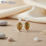 将图像加载到图库查看器中, 925纯银黄水晶水滴耳环(女士款)| 宝石首饰