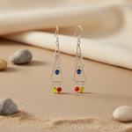 将图像加载到图库查看器中, 925 Silver Geometric Drop Earrings with Gemstone Accents