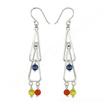 Load image into Gallery viewer, 925 Silver Geometric Drop Earrings with Gemstone Accents