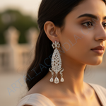 将图像加载到图库查看器中, 银色吊坠耳环,镶嵌白色宝石 | 女士珠宝礼物