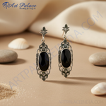 Load image into Gallery viewer, 925 Silver Onyx Earrings for Women | Dangle Earrings | Gift
