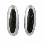 将图像加载到图库查看器中, Silver Oval Earrings with Stone Inlay | Women's Jewelry Gift