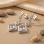 Load image into Gallery viewer, 925 Silver Square Dangle Earrings | Daily Wear Jewelry for Women