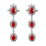 Load image into Gallery viewer, Silver Ruby Drop Earrings for Women | Statement Jewelry
