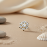 将图像加载到图库查看器中, gold plating Diamond Flower Stud Earrings | Women's Floral Jewelry
