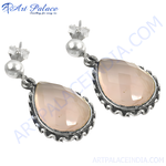 Load image into Gallery viewer, 925 sterling silver teardrop earrings with a pink gemstone, perfect for women.