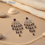 Load image into Gallery viewer, Silver Dangle Drop Earrings with Garnet | Chandelier Earrings