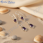 Load image into Gallery viewer, 925 Silver Amethyst Drop Earrings for Women | Gemstone Jewelry