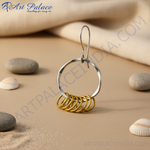 Load image into Gallery viewer, Silver Hoop Earrings with gold plating Accents | Modern Jewelry for Women