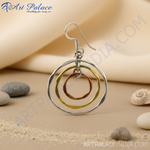 Load image into Gallery viewer, Pendientes de aro de plata con mezcla de metales para mujer | Joyería llamativa