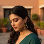 Load image into Gallery viewer, Gold Tone Textured Oval Earrings for Women | Statement Jewelry