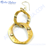 Load image into Gallery viewer, Gold tone textured oval earrings for women. Fashionable statement earrings for daily wear.