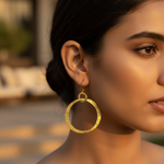 Load image into Gallery viewer, gold plating Textured Hoop Earrings for Women | Daily Wear Jewelry