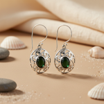 Load image into Gallery viewer, Pendientes colgantes de piedra verde ovalada en plata 925 para mujer