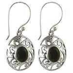 将图像加载到图库查看器中, 925 Silver Oval Green Stone Drop Earrings for Women