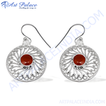 Load image into Gallery viewer, 925 sterling silver dangle earrings with a red ruby gemstone center and ornate filigree design