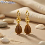 Load image into Gallery viewer, Gold Teardrop Earrings with Citrine & Brown Gemstones | Gift for Her