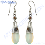 Load image into Gallery viewer, 925 sterling silver dangle earrings with opalite gemstone drops and silver hooks