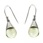 Load image into Gallery viewer, Silver Teardrop Earrings with Yellow Gemstone | Dangle Earrings