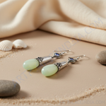 Load image into Gallery viewer, 925 Silver Green Gemstone Dangle Earrings | Women's Jewelry
